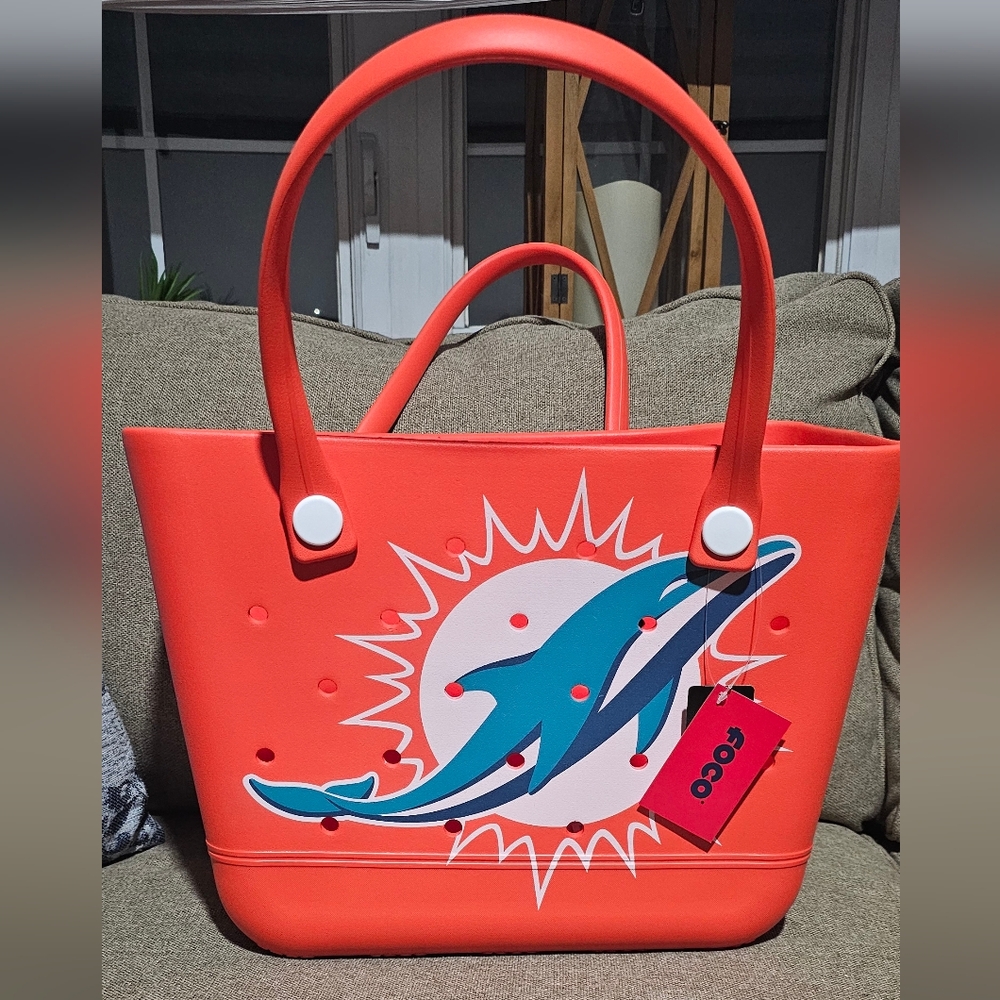 NFL Dolphin Vibrant Orange Beach Tote